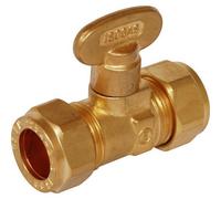 BoloFix 15MM Rigid Fan Knob Isolating Gas Approved Compression Valve, Brass, Globe Valve, 2 Ports, EN331, BS EN1254
