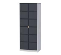 Welcome Furniture Ready Assembled Cuba Tall Plain Wardrobe - Indigo Matt and White, Blue