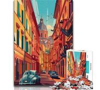 Bologna Street in Italy Jigsaw Puzzles for Adults 1000 Pieces,Challenging To Complete But Fun And Humorous with Matching Poster And Trivia Sheet 50x75cm
