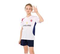 Bolognifi Kids Football Jersey European/Americas Cup T-shirt Boys Girls Sports Soccer Half Sleeved Shorts Set(England,4-5Y)