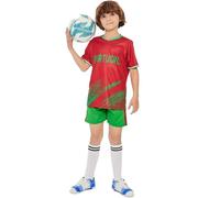Bolognifi Kids Football Jersey European/Americas Cup T-shirt Boys Girls Sports Soccer Half Sleeved Shorts Set(Portugal,9-10Y)