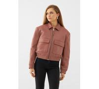 Bolongaro Trevor Womens Real Leather Cropped Bomber Jacket - Brown - Size Large