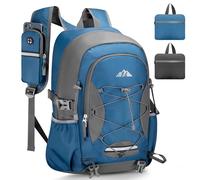 BOLONI 32L Ultralight Foldable Backpack: Women & Men Lightweight Hiking Backpack Folding Backpack Travel Backpack Daypack Trekking Backpack with Wet Compartment for Hiking Travel, dark blue, L