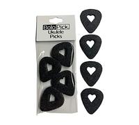 Bolopick Ukulele Picks, Bolopick 8 Pack Felt Uke Pick with Easy Grip Heart Cut-out, for Ukulele, Guitar, Bass, Autoharp, and Banjo (Z Black Heart 8 Pack)