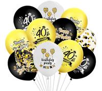 Bolosa 40th Birthday Balloons Set 12 Pack, Black Gold White Happy 40th Birthday Latex Balloons, 40th Birthday Decorations for Men Women, Adult Birthday Party Supplies, Photo Backdrop
