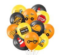 Bolosa Construction Balloons 18 Pack, Digger Birthday Party Decorations with 9 Vehicle Prints, 12 Inch Digger Latex Balloons for Boys Birthday Party Supplies & Engineering Theme Decor