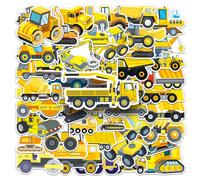 Bolosa Construction Stickers for Kids, 50 Pcs Waterproof PVC Stickers with Digger & Excavator Vehicles, Party Bag Fillers, Birthday Party Favours for Little Builders & Water Bottle Stickers