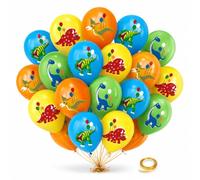 Bolosa Dinosaur Balloons 20 Pcs, 12 Inch Dino Latex Balloon, Dinosaur Party Decorations with 4 Dino Prints & Ribbon, Kids Birthday Supplies for Boys Girls Dino Theme Cake Table & Room Decor