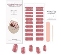 Boloshine 20Pcs Gel Nail Strips, Self-Adhesive Semi Cured Gel Nail Stickers Full Nail Wraps, Long Lasting Salon-Quality Glossy Gel Nail Polish Strips for Women Girls Nail Art - Strawberry Delight Cake