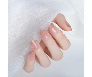 Boloshine 20Pcs Semi Cured Gel Nail Stickers, Soft Solid Color French Manicure Stickers, Self-Adhesive Salon-Quality Gel Nail Strips, UV Gel Nail Wraps UV/LED Lamp Required (Fingertip Gold Dust)