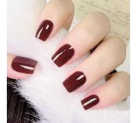 Boloshine 20PCS Semi Cured Gel Nail Strips, Classy Brown Salon-Quality Gel Nail Stickers Soft Self-Adhesive Gel Wraps for Nails with Nail File & Wooden Stick for Women Manicure