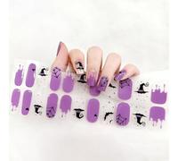 Boloshine 22PCS Halloween Gel Nail Polish Strips, Semi Cured Gel Nails Stickers, Self-Adhesive Horror Nail Wraps for Women Girls Halloween Nail Art Decor - Witch's Magic Hat