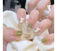 Boloshine 24 Pcs False Nails Medium Length, Camellia Dreamscape Press on Nails Tips, Removable Acrylic Stick on Nails Full Cover Square Fake Nails Women Girls Nail Art Accessories