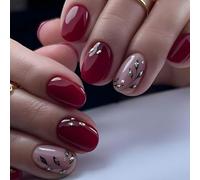 BoloShine 24 Pcs Short Square False Nails, Cherry Buds, Full Cover Press On Nails, Removable Glue On Nails Acrylic, ABS Material, Gel Style, Glitter Pattern, 1 Set, 24 Items, 1 Pack