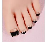 Boloshine 26Pcs Semi Cured Gel Toenail Strips, Glossy French Toe Nail Stickers, Salon-Quality Gel Pedicure Stickers Full Toenail Wraps, UV Gel Nail Stickers for Women Girls - Elegy of Dark Night