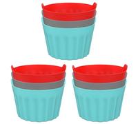 Boloshine 9pcs Silicone Muffin Cupcake Cases for Air Fryer, Reusable Nonstick Baking Cups, Easy Release Ramekins Cake Moulds for Cake, Ice Cream, Pudding, Jelly