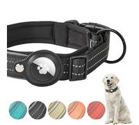 Boloshine Airtag Dog Collar, Adjustable Reflective Nylon Dog Collar, with Quick Release Buckle and Holder for Apple Air Tag, Durable Anti-lost Dog Collars for Small Medium Large Dogs (Black, M)