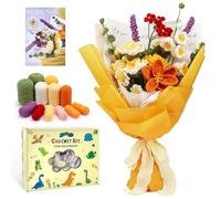 Boloshine Amigurumi Crochet Flowers Kits for Beginners, DIY Knitted Flowers, Crafts Set with Hooks, Yarns, Packing Paper for Starters Adults, Handmade Arts Crochet Flower Bouquet Gifts for Women Girls