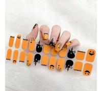 Boloshine Halloween Semi Cured Gel Nails Strips, 22PCS Full Wraps Self-Adhesive Gel Sticker with Nail File and Stick for Women Girls Halloween Party Nail Art Decor - Haunted Castle