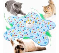 BoloShine Interactive Cat Toy for Indoor Cats, Automatic Hide and S at Toy with Moving Feather, Chirping, USB Rechargeable Electric Toy for Bored Adult Cats and Kitten, Hunting Games, Blue