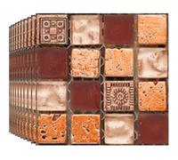 BoloShine Mosaic Tile Stickers 30pcs, Waterproof Self-Adhesive PVC Vinyl Tiles Peel and Stick on Wall Tiles Transfers Decor for Kitchen Bathroom Fireplace Surround Walls Living Room(10x10cm) (Brown)