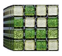 BoloShine Mosaic Tile Stickers 30pcs, Waterproof Self-Adhesive PVC Vinyl Tiles Peel and Stick on Wall Tiles Transfers Decor for Kitchen Bathroom Fireplace Surround Walls Living Room(10x10cm) (Green)