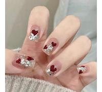 Boloshine Semi Cured Gel Nail Polish Stickers, 20PCS UV Gel Nail Strips, Salon-Quality Long Lasting Self-Adhesive Nail Wraps for Women Manicure, UV/LED Lamp Required - Sparkling Heart