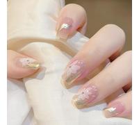 Boloshine Semi Cured Gel Nail Strips, 20PCS Soft Self-Adhesive Gel Nail Stickers Long Lasting Nail Wraps for Women Girls Salon-Quality Manicure (Flower Whisper)