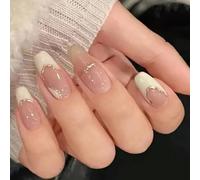 Boloshine Semi Cured Gel Nail Strips, 20PCS Soft Self-Adhesive Gel Nail Stickers Long Lasting Nail Wraps for Women Girls Salon-Quality Manicure (Vanilla Latte)