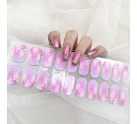 Boloshine Semi Cured Gel Nail Strips, 22pcs Long Lasting Gel Wraps for Nails Salon-Quality UV Gel Nail Stickers with Nail File & Wooden Stick for Women Manicure - Falling Sakura