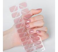 Boloshine Semi Cured Gel Nails Strips, 20Pcs Extra Long Glitter UV Gel Nail Stickers, Long Lasting Self-Adhesive Gel Nail Wraps Manicure Stickers Set for Women Girls Nail Art Decor (Cate Eye Pink)