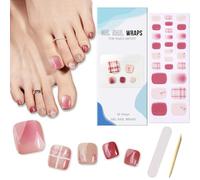 Boloshine Semi Cured Gel Toenail Strips, 26PCS Full Cover Self Adhesive Toe Nail Polish Strips Manicure Stickers, Salon-Quality Long Lasting Pedi Nail Wrap (Sweet Space)