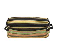 Bolsa De Almacenamiento De Utensilios De Cocina para Camping Estilo Étnico Multiusos Diseño Rayas Verdes para Viajes Al Aire Hecha De Lona Resistente
