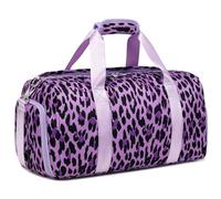 Bolsa de baile para niños, bolsa de gimnasia para niñas y niños, bolsa de ballet deportiva con compartimentos para zapatos, bolsa de viaje para niñas durante la noche, púrpura (Leopard Purple), Talla