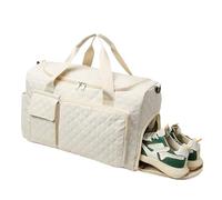 Bolsa Deporte Mujer - Bolso Viaje Con Correa Ancha | Maleta Accesorios Gran Capacidad, Bolsa Gimnasio Con Separación Ropa Seca Y Mojada Para Toallas, Prendas, beige, verwijzen naar de beschrijving