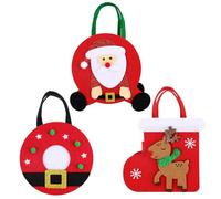 Bolsas De Regalo De Fieltro Navideño, Bolsas De Regalos De Tela Navideña - Bolsas De Caramelos De Tela Roja Reutilizables Para Festivales - Decoraciones Rojas De Bolsas De Regalos Navideños Para Niños