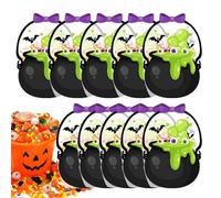 Bolsas Transparent Calabaza Halloween Selladas, Set of 10 Unidades, Bolsas Fiestas Con Asas, Decoración Hogar Temática, Ideal Golosinas Otoño, Dulces, Caramelos, Regalos, Niños, Eventos, Celebraciones