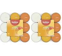 Bolsius - 18 Scented tealights - Mango - Burning time of 3.5 Hours - Diameter 38 mm - Natural extracts - Contains Vegan Wax - No Palm Oil, White, Yellow, Orange (Pack of 2)
