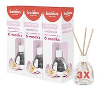 bolsius, 3-Pack Reed Diffuser, Magnolia, 60 ml, Fragrance release for up to 6 weeks