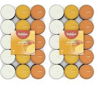 Bolsius - 30 Scented tealights - Mango - Burning time of 3.5 Hours - Diameter 38 mm - Natural extracts - Includes Vegan Wax - No Palm Oil (Pack of 2)