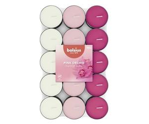 Bolsius - 30 Scented tealights - Pink Orchid - Burning time of 3.5 Hours - Diameter 38 mm - Natural extracts - Contains Vegan Wax - No Palm Oil