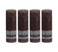 Bolsius 4Pc Dark Brown Rustic Pillar Candles 190 X 68mm