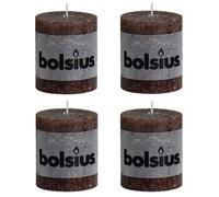 Bolsius 4Pc Dark Brown Rustic Pillar Candles 80 X 68mm