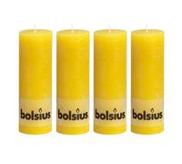 Bolsius 4Pc Yellow Rustic Pillar Candles 190 X 68mm