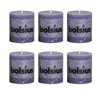 Bolsius 6Pc Old Purple Rustic Pillar Candles 80 X 68mm