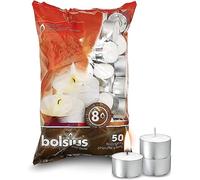 Bolsius 8 Hour Burning Tealights, Pack of 50, White, 7x18x32 cm, Unscented