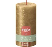 BOLSIUS Bolsius Rustic Shimmer Metallic Candle 130MM x 68MM Christmas Dinner Table Setting Xmas Festive Pillar Candles (Gold)