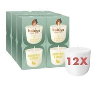 Bolsius - CleanLight Refill - Grapefruit & Ginger - Refillable Candle - Pack of 12 - Refills Only - Contains Natural Plant Wax - No Palm Oil