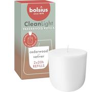 Bolsius - CleanLight Refill - Refillable Scented Candle - Cedarwood & Vetiver - Refills Only - 2 pcs - 20-Hour Burn Time - Contains Natural Plant-Based Wax - Sustainable Concept
