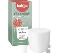 Bolsius - CleanLight Refill - Refillable Scented Candle - Cypress & Amber - Refills Only - 2 pcs - 20-Hour Burn Time - Contains Natural Plant-Based Wax - Free from Palm Oil - Sustainable Concept